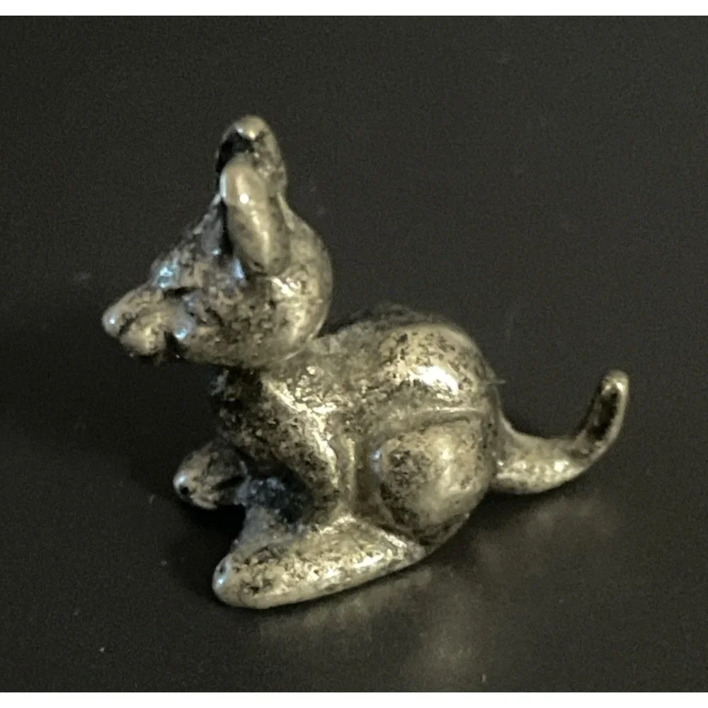 Vintage‎ Pewter Kangaroo Baby Joey Miniature Figurine 1